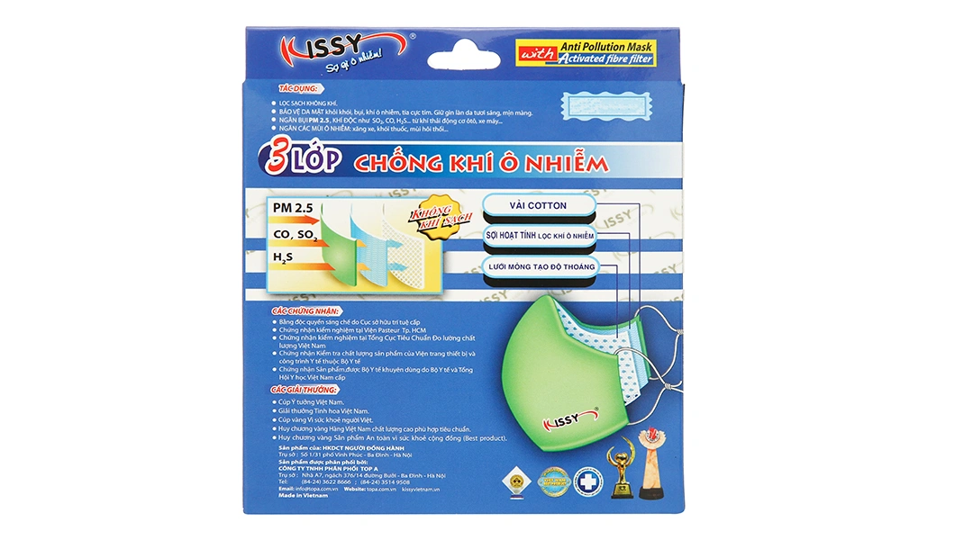 Khẩu trang vải Kissy 3 lớp có họa tiết size M hộp 1 cái - 1