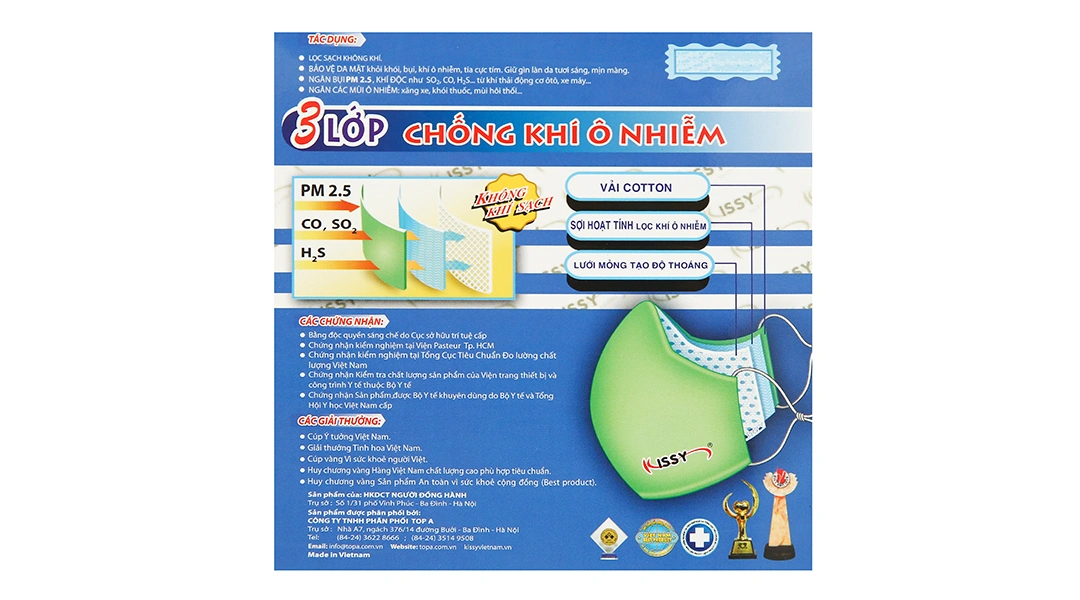Khẩu trang vải Kissy 3 lớp có họa tiết size M hộp 1 cái - 4
