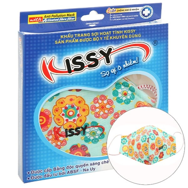 Khẩu trang vải Kissy 3 lớp có họa tiết size M