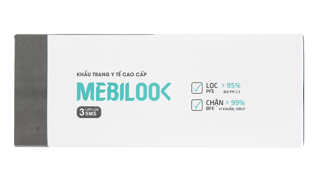 Khẩu trang y tế Mebilook 3 lớp màu trắng hộp 40 cái - 4