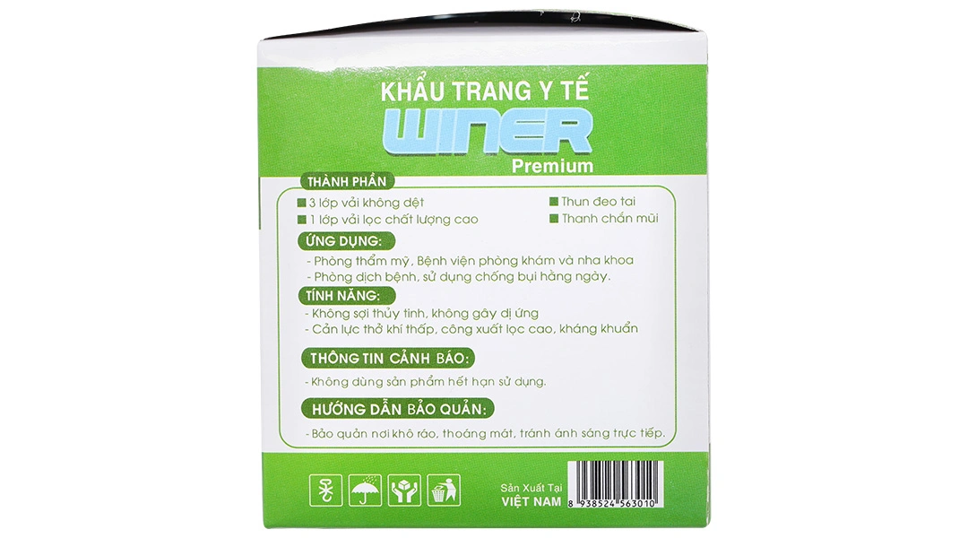 Khẩu trang y tế Winer 4 lớp màu xanh hộp 50 cái - 4