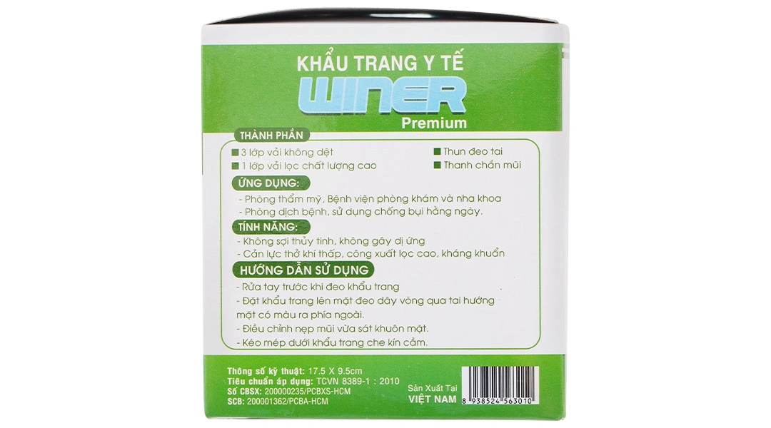 Khẩu trang y tế Winer 4 lớp màu xanh hộp 50 cái - 6