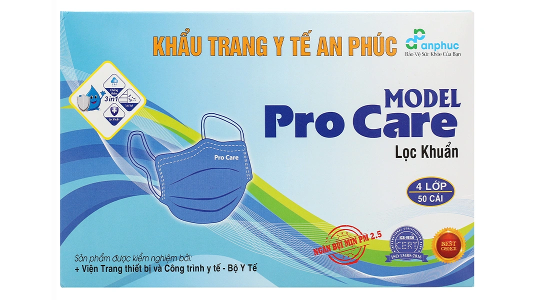 Khẩu trang y tế An Phúc 4 lớp màu xanh hộp 50 cái - 
