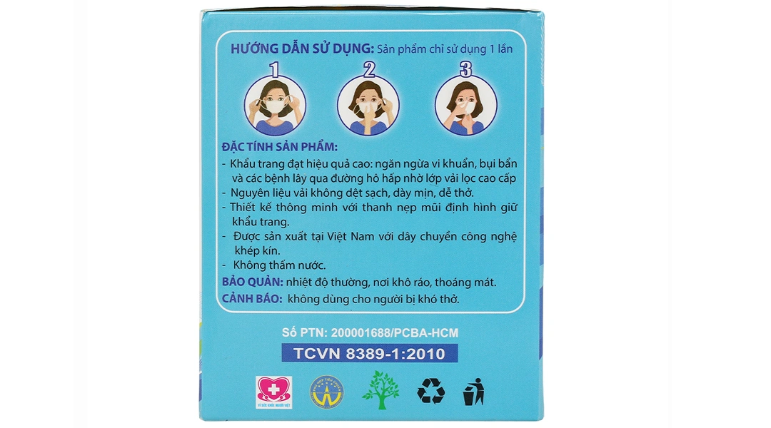 Khẩu trang y tế An Phúc 4 lớp màu xanh hộp 50 cái - 1