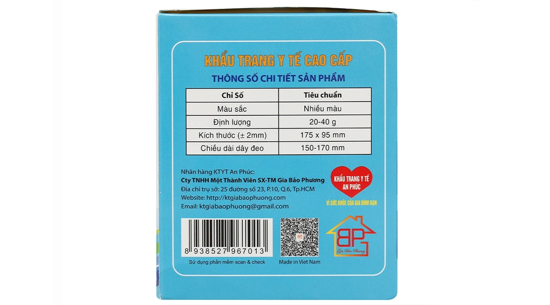 Khẩu trang y tế An Phúc 4 lớp màu xanh hộp 50 cái - 2