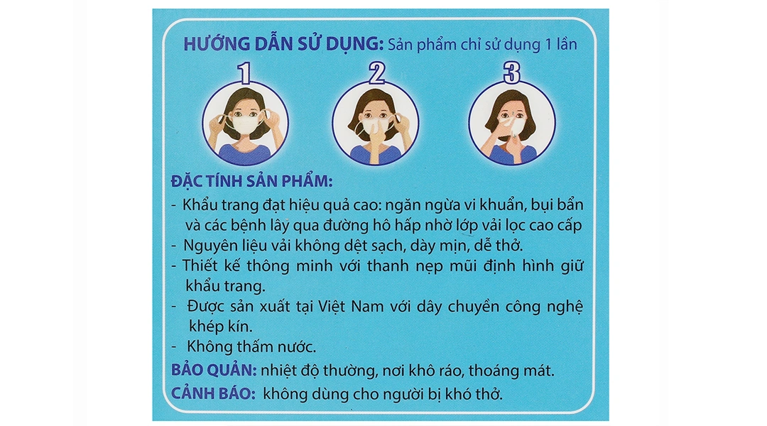 Khẩu trang y tế An Phúc 4 lớp màu xanh hộp 50 cái - 3