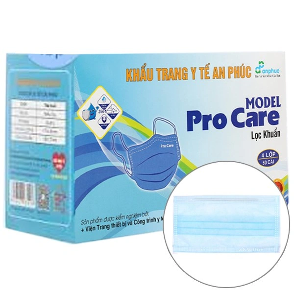 Khẩu trang y tế An Phúc 4 lớp màu xanh