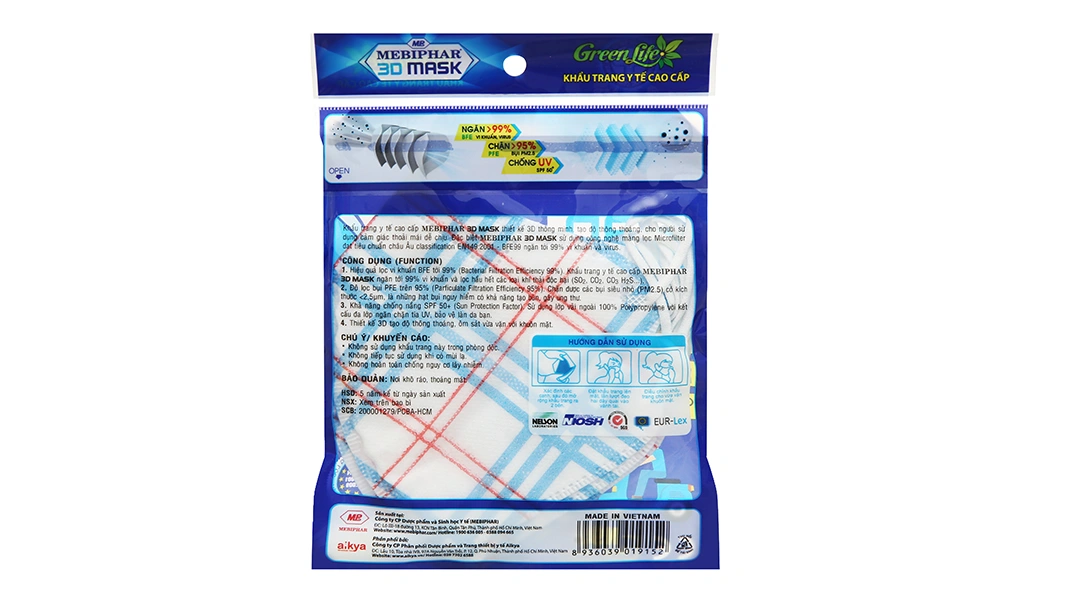 Khẩu trang y tế Mebiphar 3D mask có họa tiết size M gói 5 cái - 2