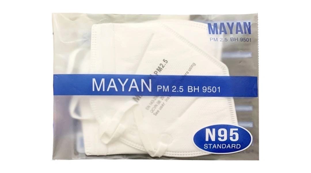 Khẩu trang y tế Mayan N95 PM 2.5 BH 9501 4 lớp màu trắng gói 2 cái - 