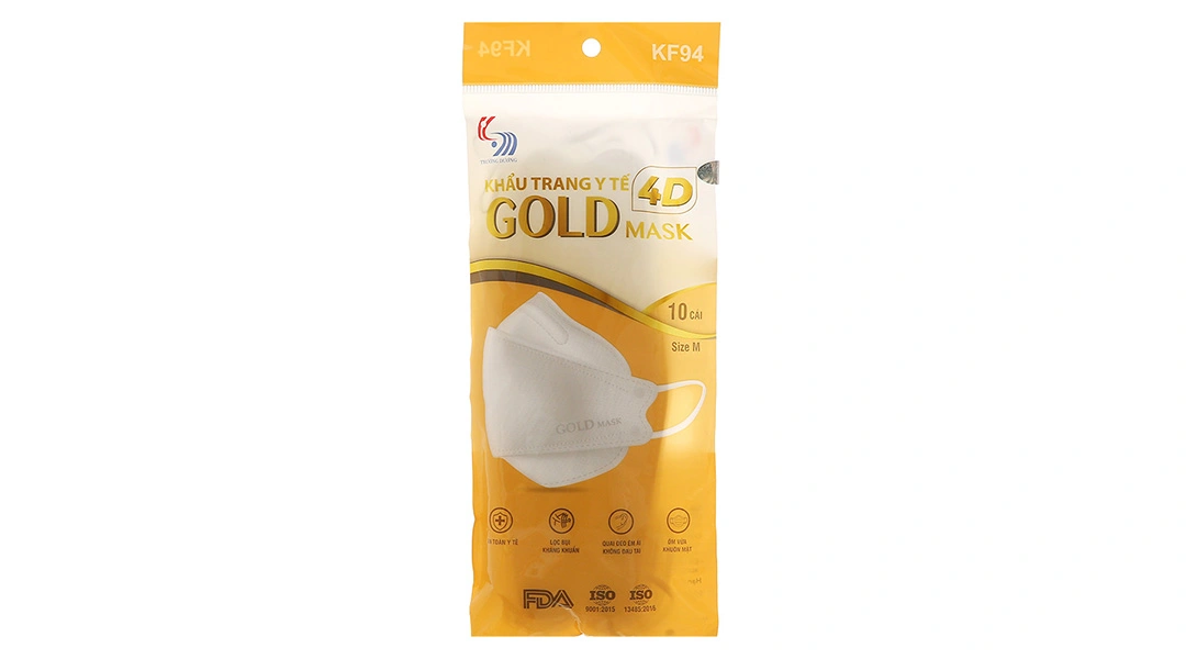Khẩu trang y tế Trường Dương Gold Mask KF94 xanh ngừa bụi, kháng khuẩn gói 10 cái - 