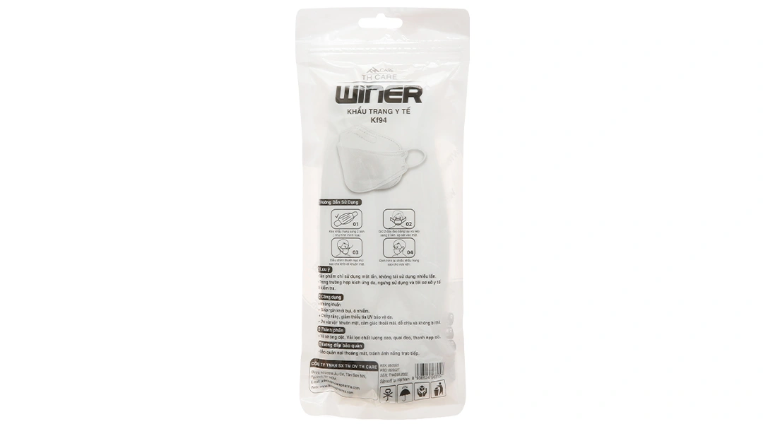 Khẩu trang y tế Winer KF94 4D màu trắng gói 10 cái - 1