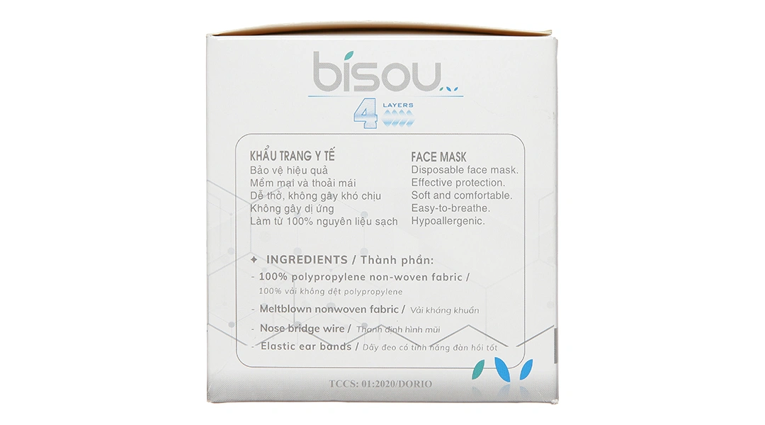 Khẩu trang y tế Bísou 4 lớp màu xanh hộp 50 cái - 14