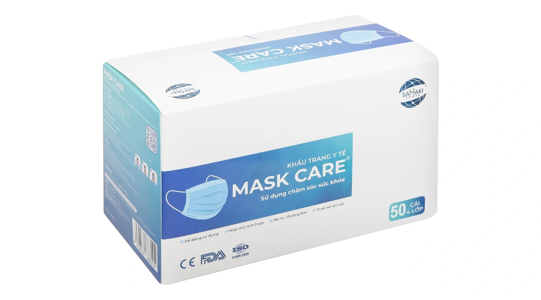 Khẩu trang y tế Mask Care 4 lớp màu xám hộp 50 cái - 14