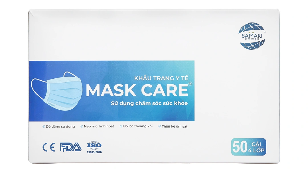 Khẩu trang y tế Mask Care 4 lớp màu xám hộp 50 cái - 15