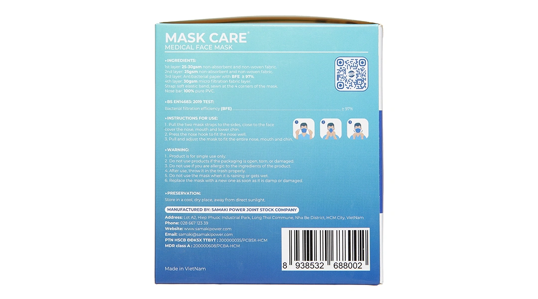 Khẩu trang y tế Mask Care 4 lớp màu xám hộp 50 cái - 17
