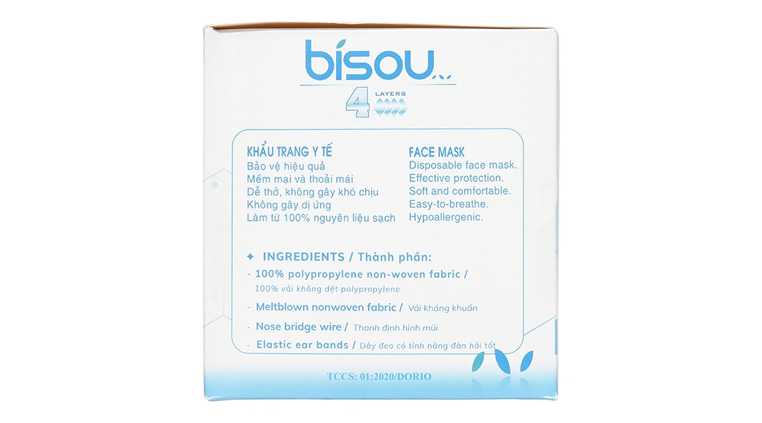 Khẩu trang y tế Bísou 4 lớp màu xanh hộp 50 cái - 2