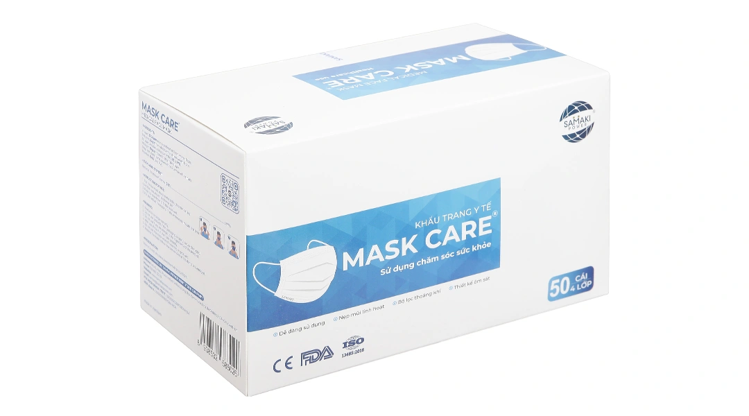 Khẩu trang y tế Mask Care 4 lớp màu xám hộp 50 cái - 7