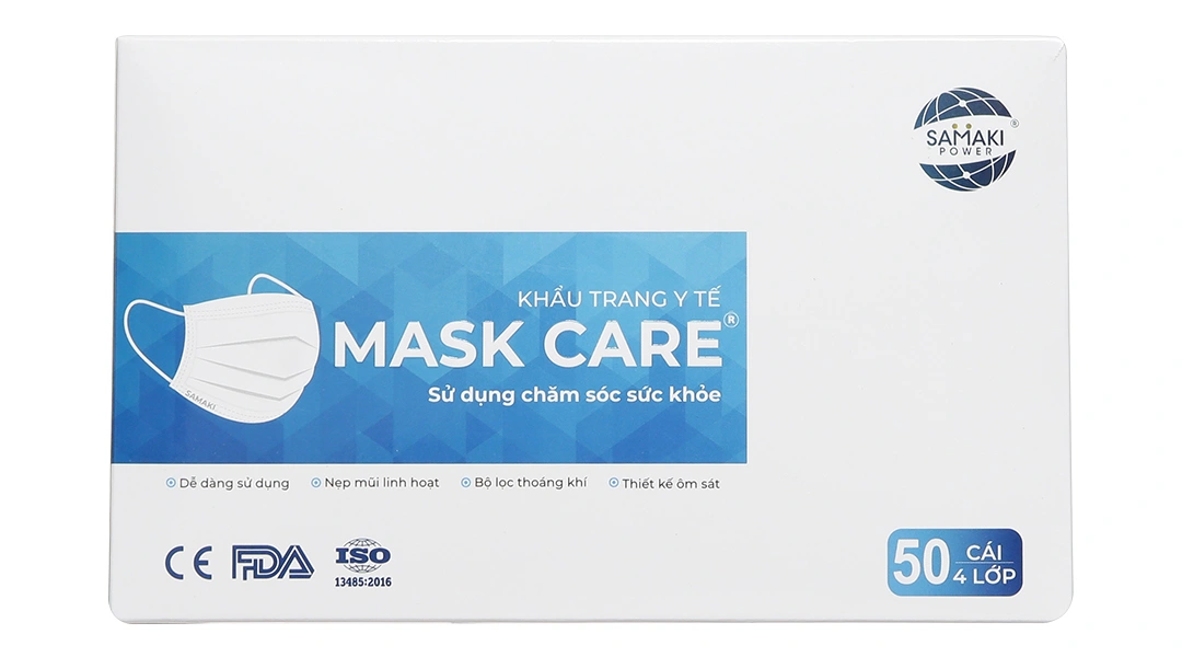 Khẩu trang y tế Mask Care 4 lớp màu xám hộp 50 cái - 8
