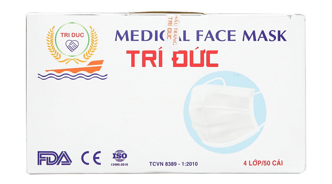 Khẩu trang y tế Trí Đức 4 lớp màu xám hộp 50 cái - 13