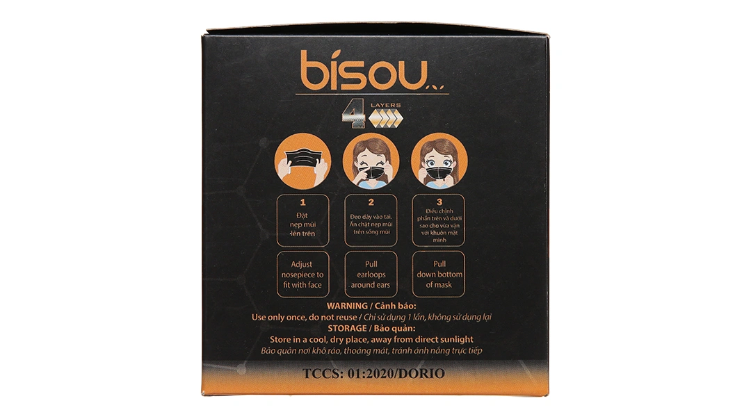 Khẩu trang y tế Bísou 4 lớp màu xanh hộp 50 cái - 9