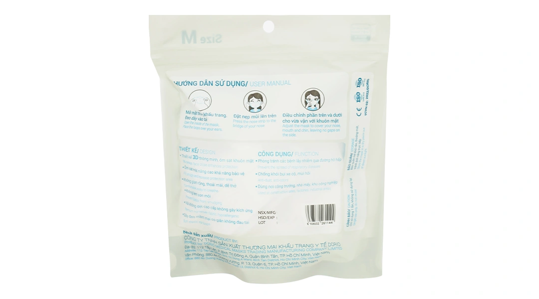 Khẩu trang y tế Bísou 3D Mask màu trắng size M gói 20 cái - 1