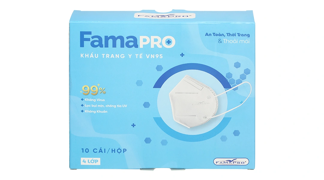 Khẩu trang y tế Famapro VN95 4 lớp màu trắng hộp 10 cái - 1
