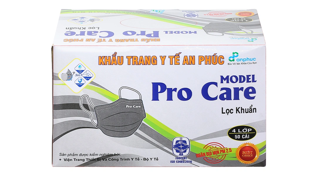 Khẩu trang y tế An Phúc 4 lớp màu trắng hộp 50 cái - 8