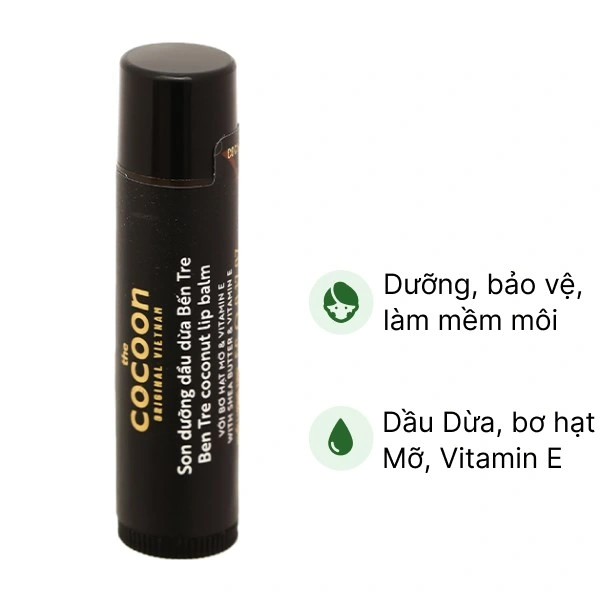 Son dưỡng Cocoon dầu dừa Bến Tre bảo vệ, chống khô môi