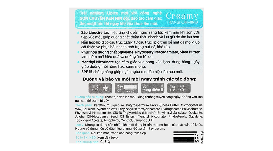 Son dưỡng môi LipIce không màu chuyển kem mịn hương tự nhiên thỏi 3.3g - 9