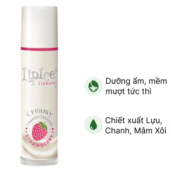Son dưỡng môi LipIce không màu chuyển kem mịn hương dâu