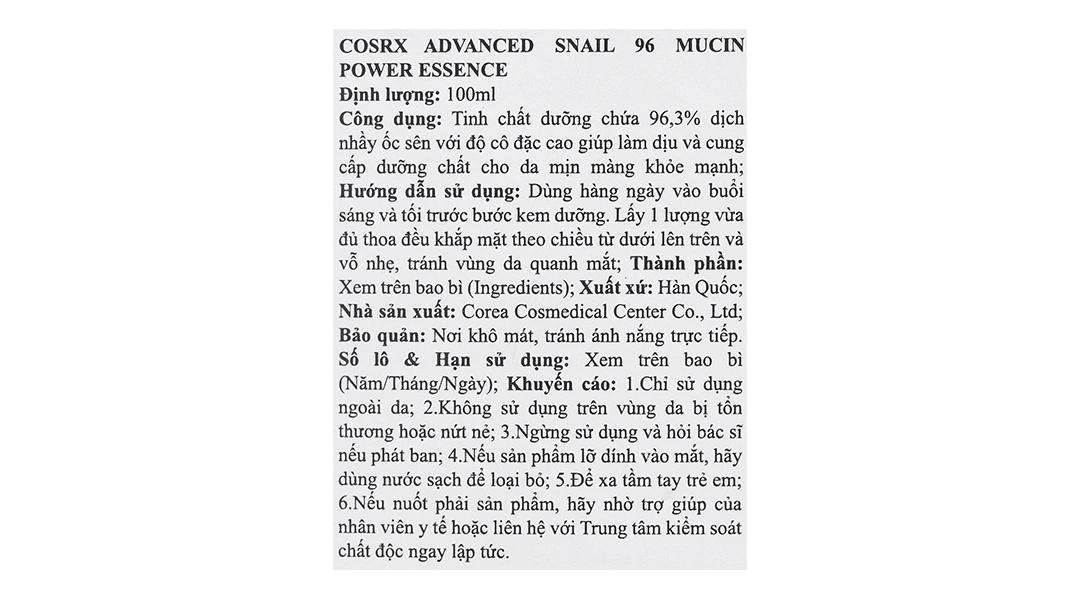 Serum Cosrx Advanced Snail 96 Mucin Power Essence cho da mịn màng chai 100ml - 3