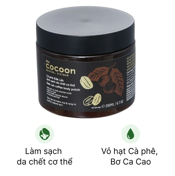 Tẩy tế bào chết Cocoon hạt cà phê làm sạch da chết cơ thể