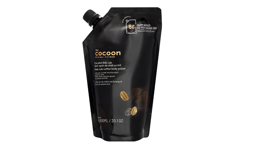 Tẩy tế bào chết Cocoon hạt cà phê làm sạch da chết cơ thể túi 600ml - 