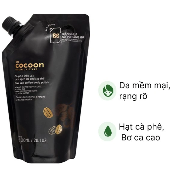 Tẩy tế bào chết Cocoon hạt cà phê làm sạch da chết cơ thể