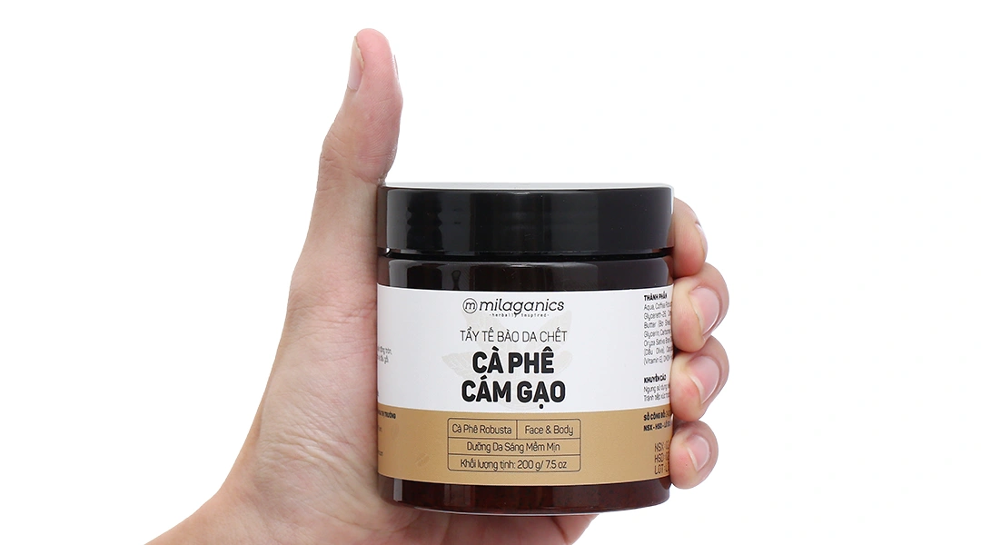 Tẩy tế bào da chết Milaganics cà phê cám gạo làm sạch, dưỡng sáng da mềm mịn hũ 200g - 7