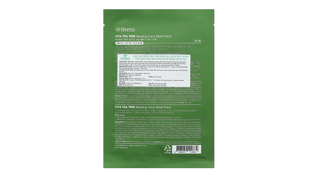 Mặt nạ BNBG Vita Tea Tree Tràm Trà kiểm soát dầu và mụn miếng 30ml - 3