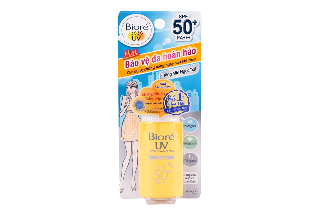 Sữa chống nắng Bioré UV SPF 50+ PA+++ kháng khuẩn trắng mịn tuýp 25ml - 