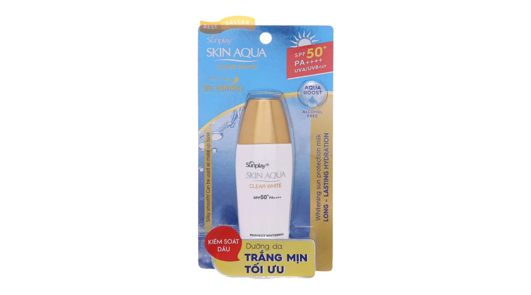 Sữa chống nắng Sunplay Skin Aqua Clear White SPF 50+/PA++++ dưỡng da trắng mịn chai 25g - 