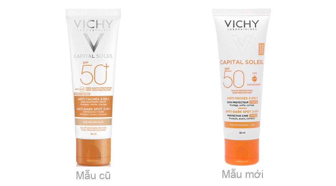 Kem chống nắng Vichy Capital Soleil Anti-Dark Spot 3-in-1 (có màu) SPF 50+ giảm thâm nám tuýp 50ml - 
