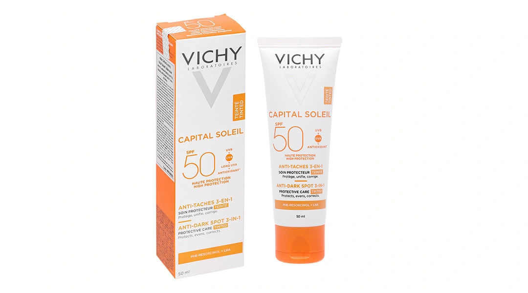 Kem chống nắng Vichy Capital Soleil Anti-Dark Spot 3-in-1 (có màu) SPF 50+ giảm thâm nám tuýp 50ml - 1