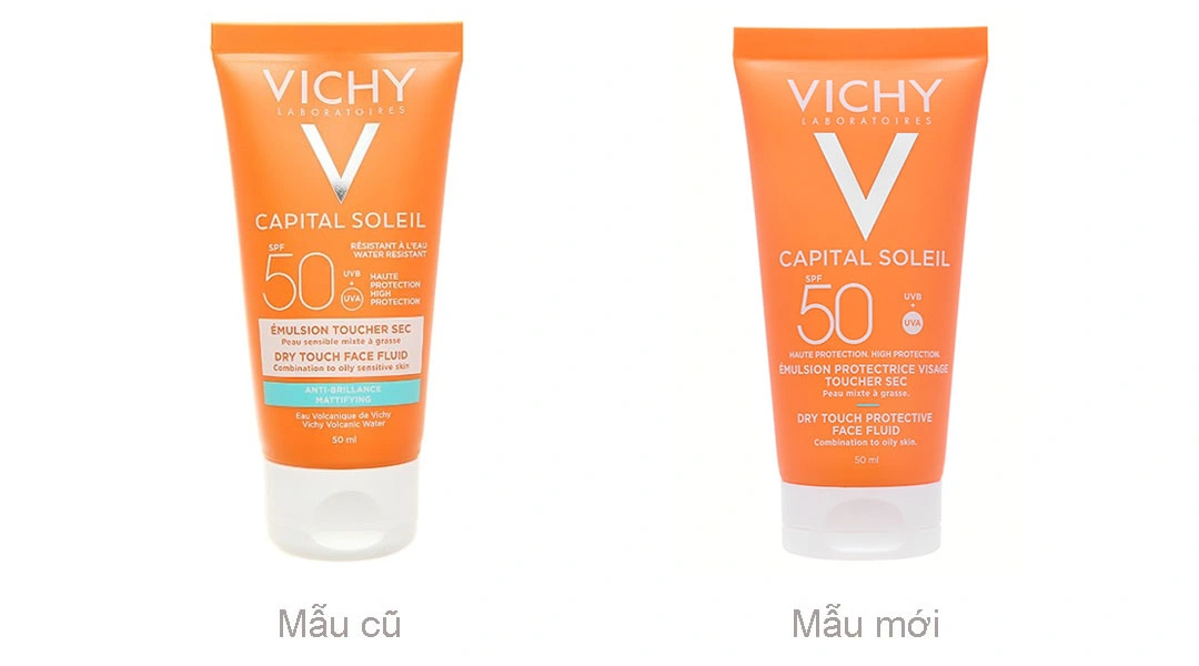 Kem chống nắng Vichy Capital Soleil Dry Touch Protective Face Fluid SPF 50 không gây nhờn rít tuýp 50ml - 