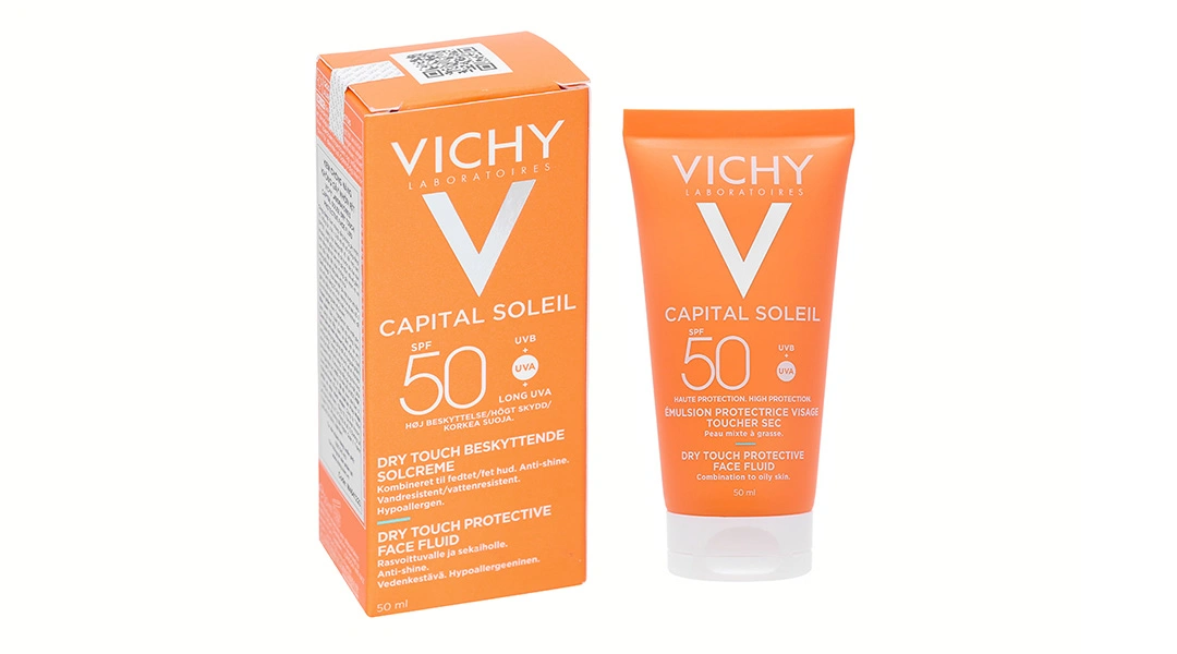 Kem chống nắng Vichy Capital Soleil Dry Touch Protective Face Fluid SPF 50 không gây nhờn rít tuýp 50ml - 1