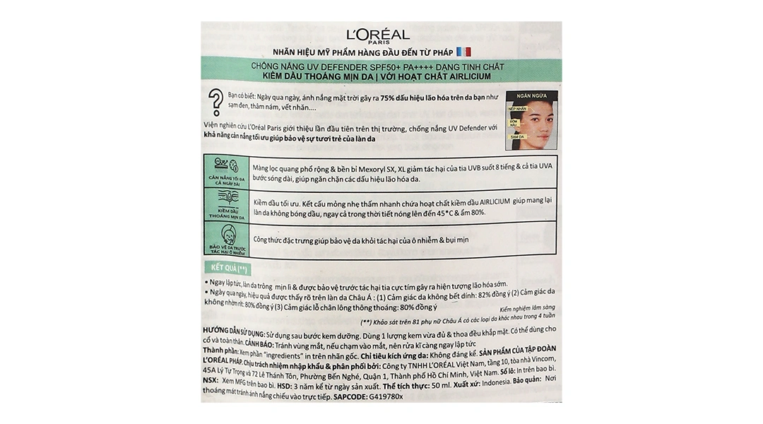 Kem chống nắng L’Oréal UV Defender Matte & Fresh SPF 50+/PA++++ kiềm dầu, mịn da chai 50ml - 2
