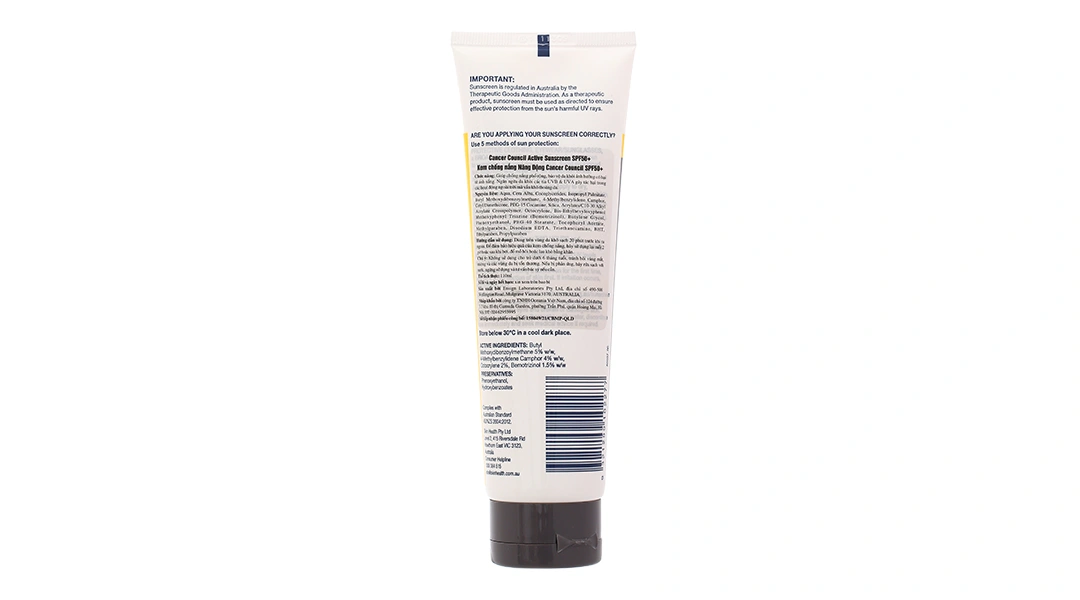 Kem chống nắng Cancer Council Active Sunscreen SPF50+ giúp bảo vệ da tuýp 110ml - 1