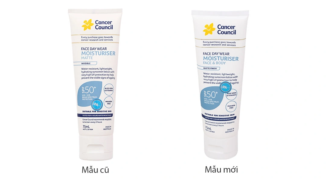 Kem chống nắng Cancer Council Moisturiser SPF50+ dưỡng ẩm, bảo vệ da tuýp 75ml - 