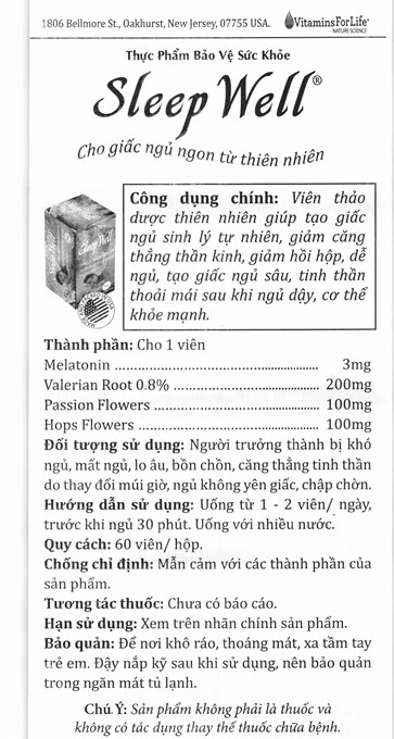 Sleep Well giúp ngủ ngon, giảm căng thẳng thần kinh lọ 60 viên - 5