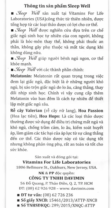 Sleep Well giúp ngủ ngon, giảm căng thẳng thần kinh lọ 60 viên - 6