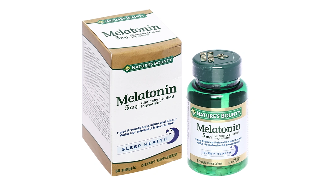 Nature's Bounty Melatonin 5mg hỗ trợ giúp ngủ sâu giấc, điều hòa giấc ngủ hộp 60 viên - 