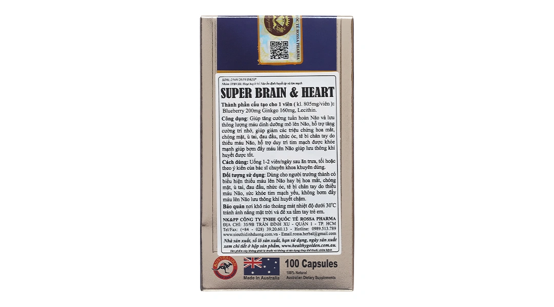 Healthy Golden Super Brain & Heart 360mg lọ 100 viên - 1