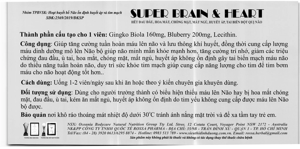 Healthy Golden Super Brain & Heart 360mg lọ 100 viên - 5